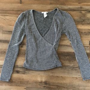 Deep V Neck Long Sleeve